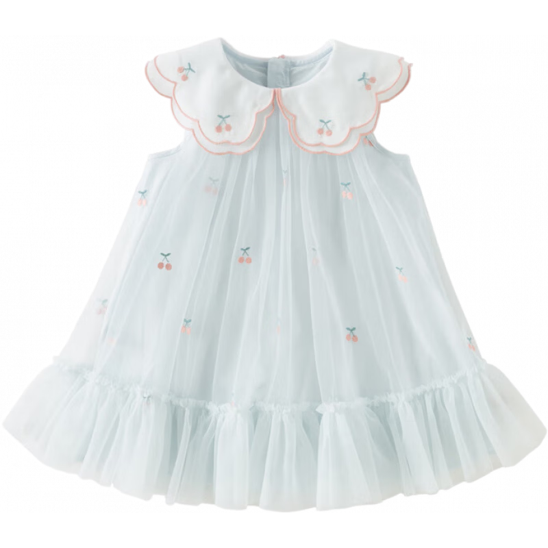 DAVE & BELLA Children's Mesh Dress Girls Stylish Princess Dress Baby Summer Dress