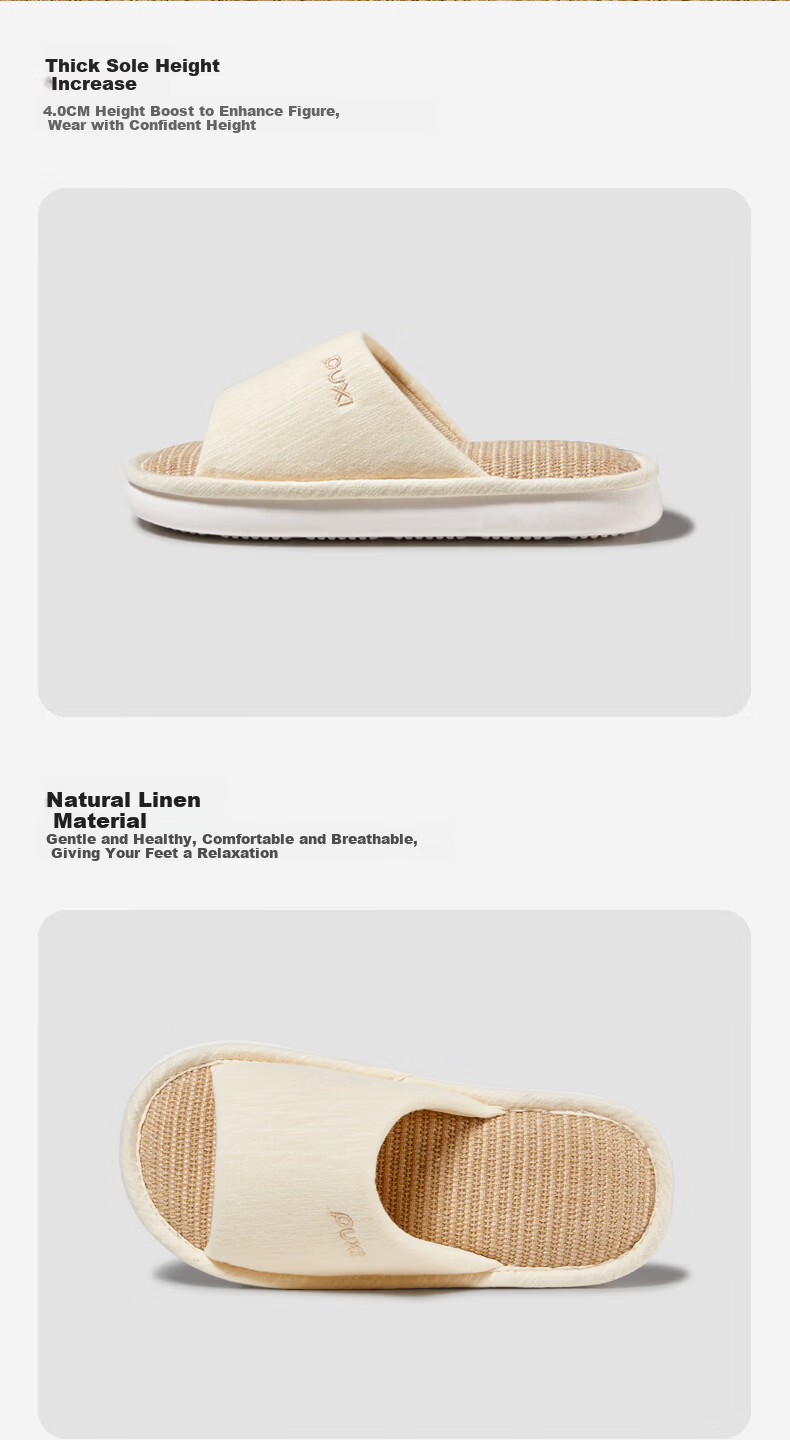 Puxi Couple Linen Slippers Women's Summer New Non-slip Anti-sweat Rock Gray Size 42-43 14