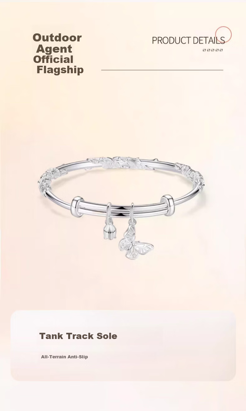 Zhoubaifu Floral Bangle Bracelet for Women, Solid Silver Plated Bracelet, Birthday Gift for Girlfriend on May 20 And Valentine's Day 3