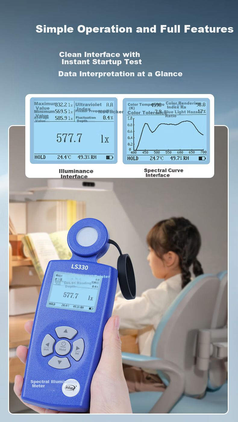Linshang Spectral Color Temperature Illuminance Meter LS330 Light Plant Illuminance Tester UV Index Tester 3