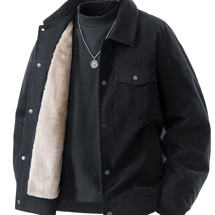 MiiOW Men's Cotton Jacket Autumn Winter Velvet Core Warm Fleece Thickened Casual Coat Black Fleece 5XL