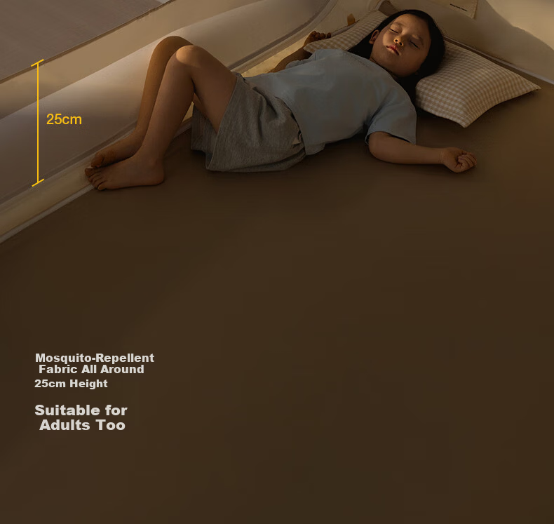 MEDOGA [Air2] Baby And Child Anti-Fall Mosquito Net, 1.8x2 Meters, Home Use Fence, Light Beige [Threaded Tee + Strap] 24