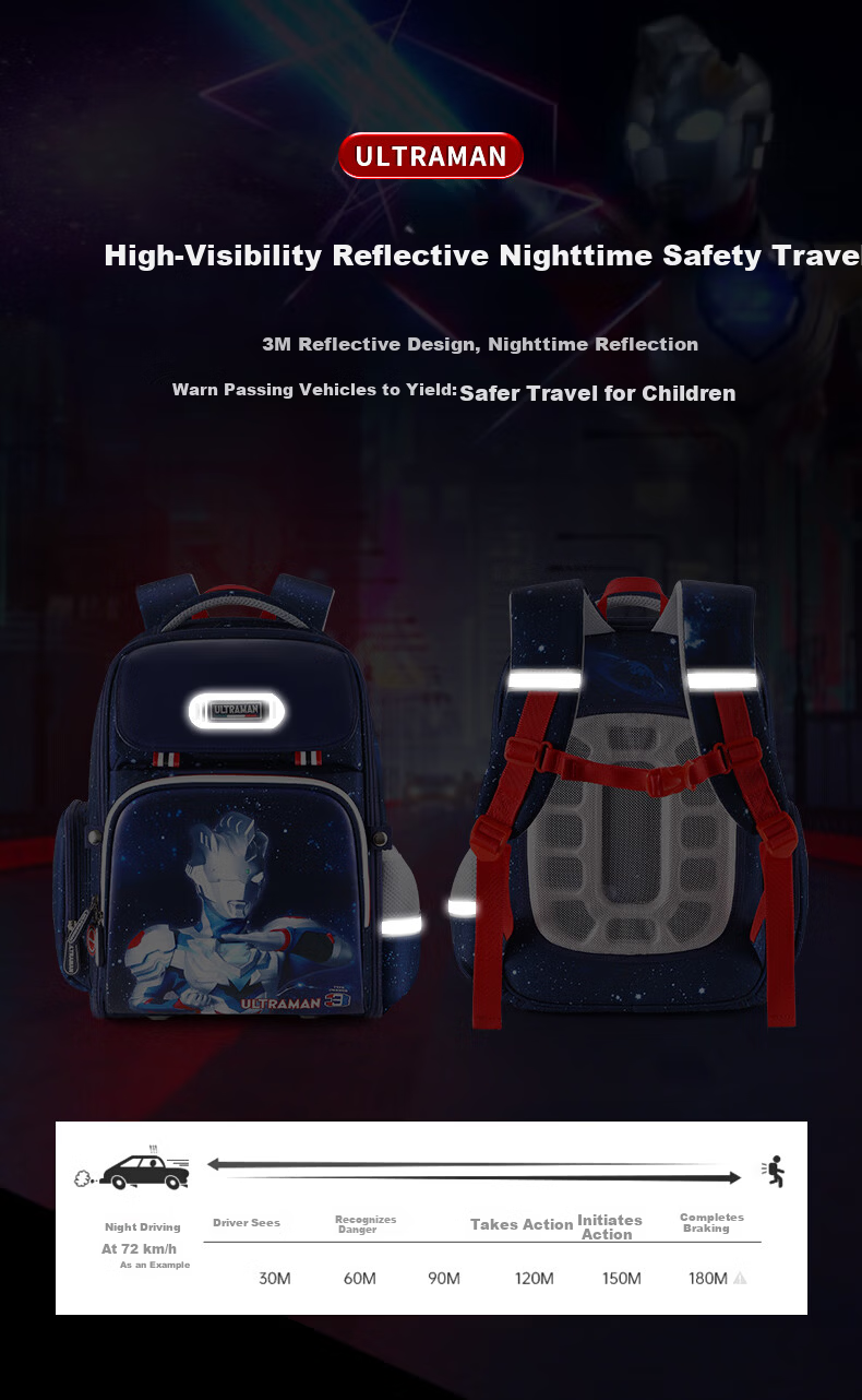 Shangxi Ultraman Children's School Backpack for Boys Primary Grades 1-4 Lightweight Dark Blue Zero 7