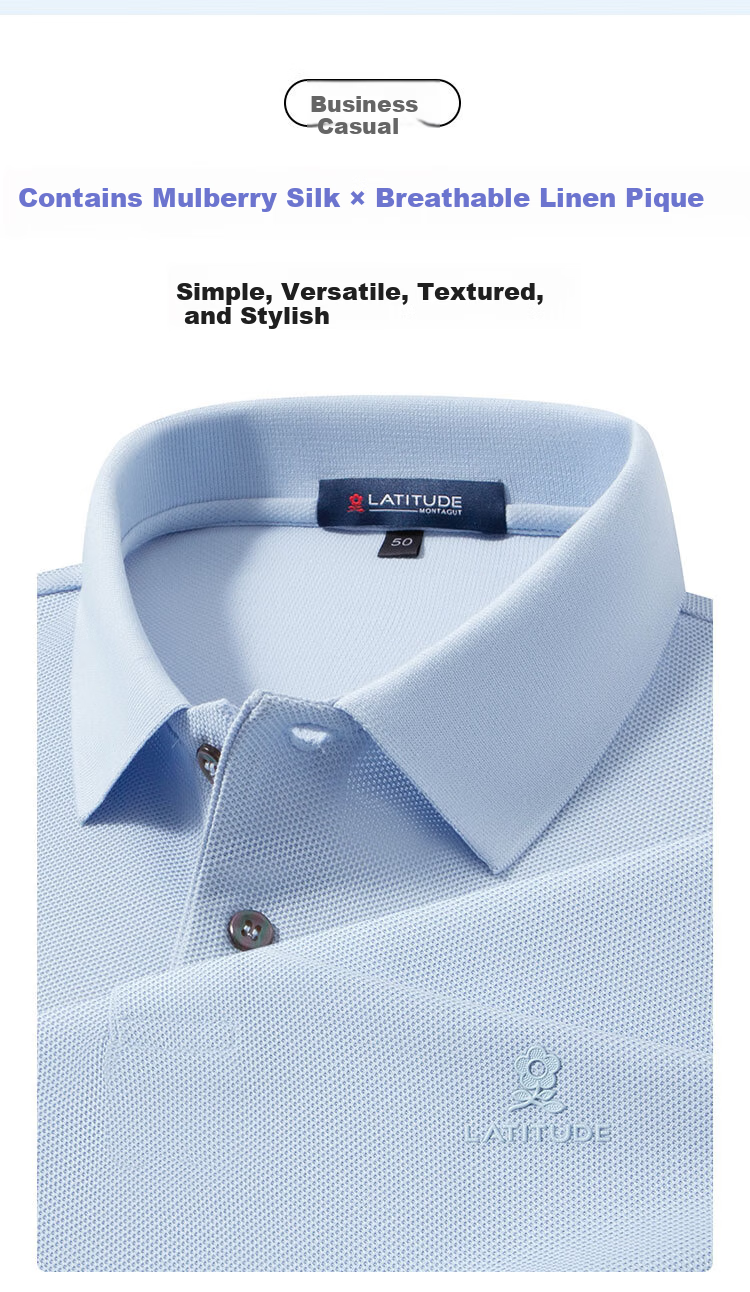 MONTAGUT Short-Sleeve Polo Shirt for Men, Summer, Contains Mulberry Silk, Long-Staple Cotton, Cool-Feeling, Skin-Friendly, Breathable T-Shirt, Deep Purple, 3XL/56 1