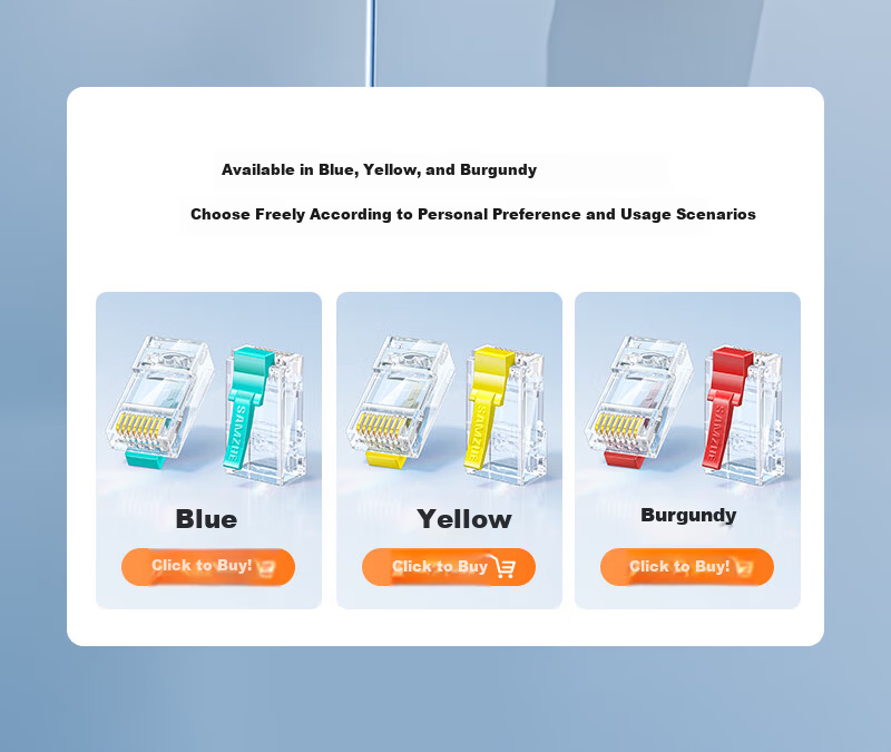 SAMZHE Category 7 Crystal Head RJ45 Shielded Network Crystal Connector, Engineering Grade 50U Gold-Plated Gigabit Network Cable Connector, Category 7 Network Cable Connector, 10 Pieces WJ7010U 4