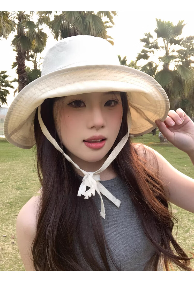 Xueqiman Women's Summer Sun Protection Hat Large Brim Sunshade Hat Face Slimming Natural Look UV Protection Quick-Dry Bucket Hat 20