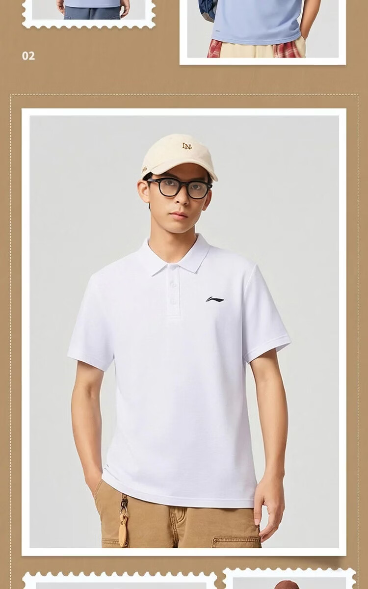 LI-NING Men's Lightweight Breathable Sports Polo Shirt Casual Classic Short Sleeve Top 8