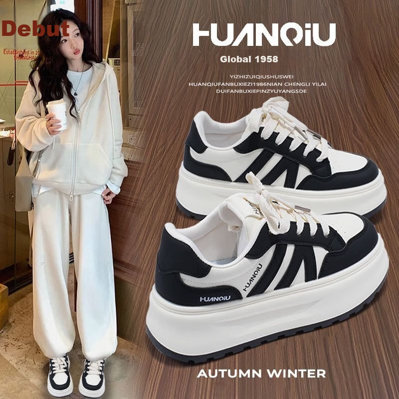 Global Hot Sale 2026 Spring INS Trendy White Sneakers for Women Versatile Student Campus Style Fashion Thick Sole Height Increasing Casual Skate Shoes
