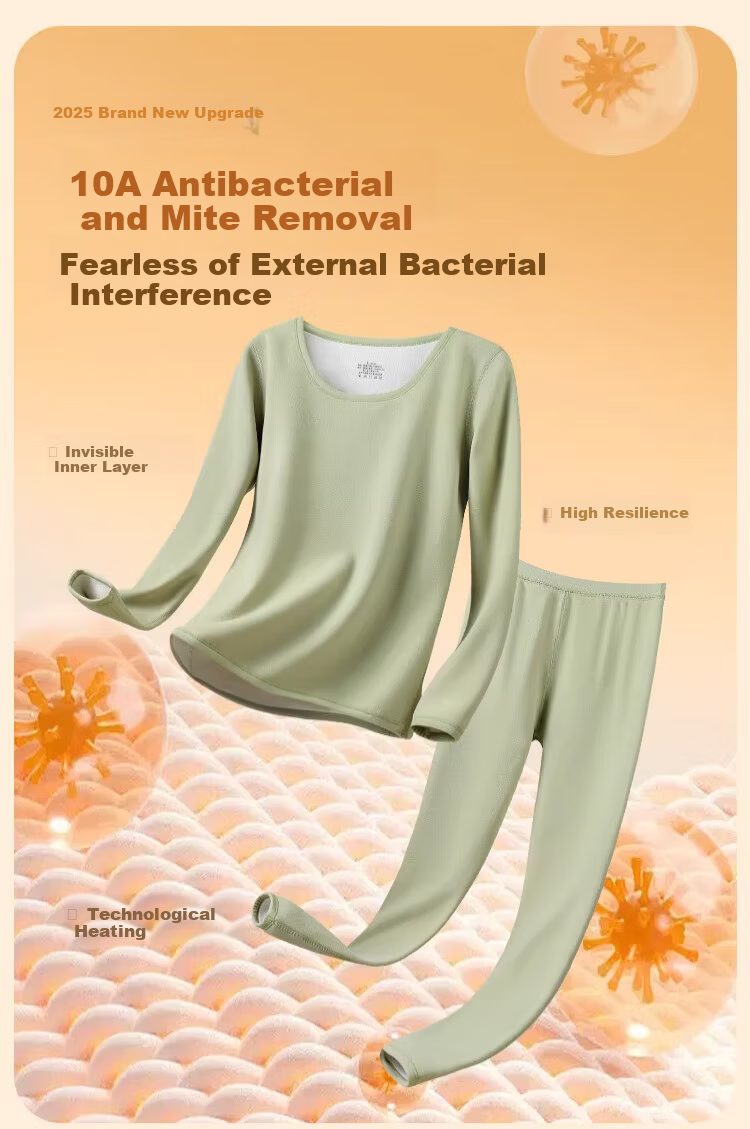 Langsha Youth Thermal Underwear Women Fleece Thickened Winter 10A Antibacterial Heating Lambswool Autumn Shirt and Pants Set 9