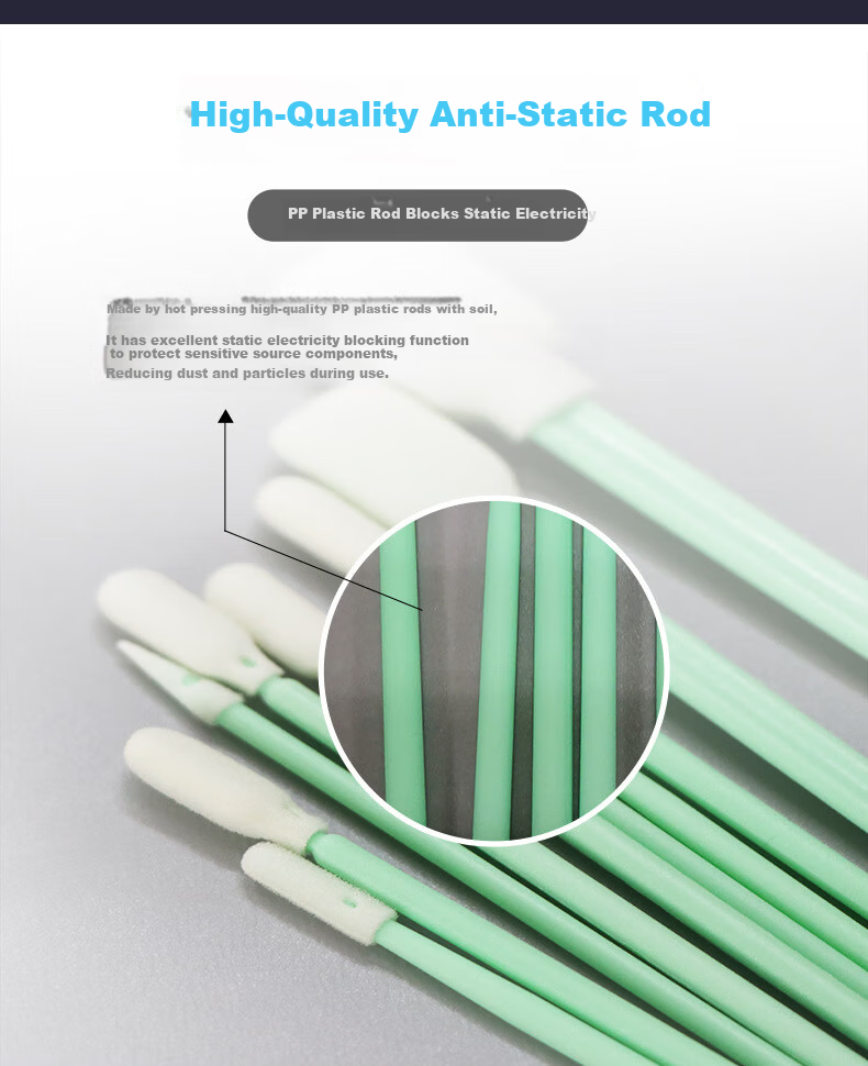 Mashifu Dust-Free Cotton Swabs [100 pcs/pack] Polyester Dust-Free Industrial Cleaning Sticks Precision Instrument Cleaning Swabs Dust Removal Cotton Swabs PS743 Total Length 70mm Head Width 4mm 7