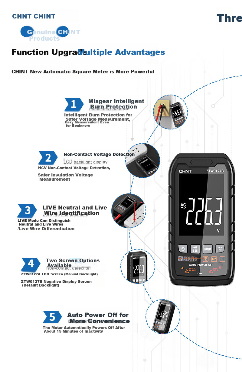 CHNT Digital Multimeter High Precision Anti-Burn Portable Smart Fully Automatic Multifunctional Electrician Repair Universal Meter 6