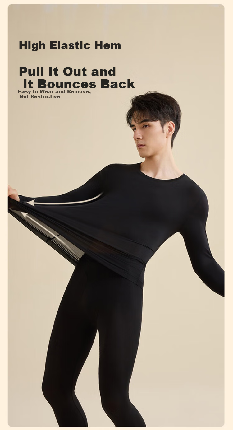 Langsha Autumn Winter Antibacterial Thermal Men's Heating Moisturizing Hyaluronic Acid Base Layer Ultra-thin Seamless Thermal Underwear Set 11