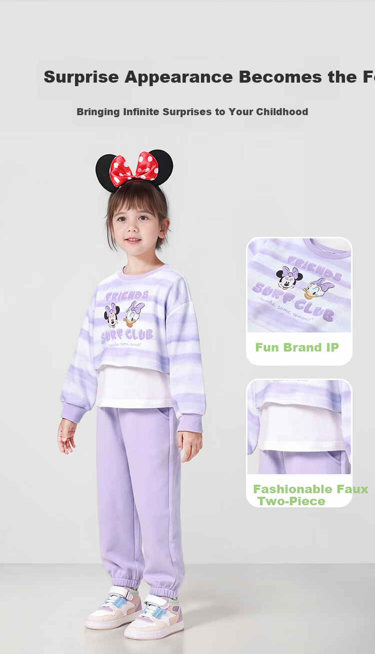 Disney Baby Girls' Two-Piece Set Sweatshirt and Sweatpants Casual Sportswear Spring Dreamy Purple 120cm 2
