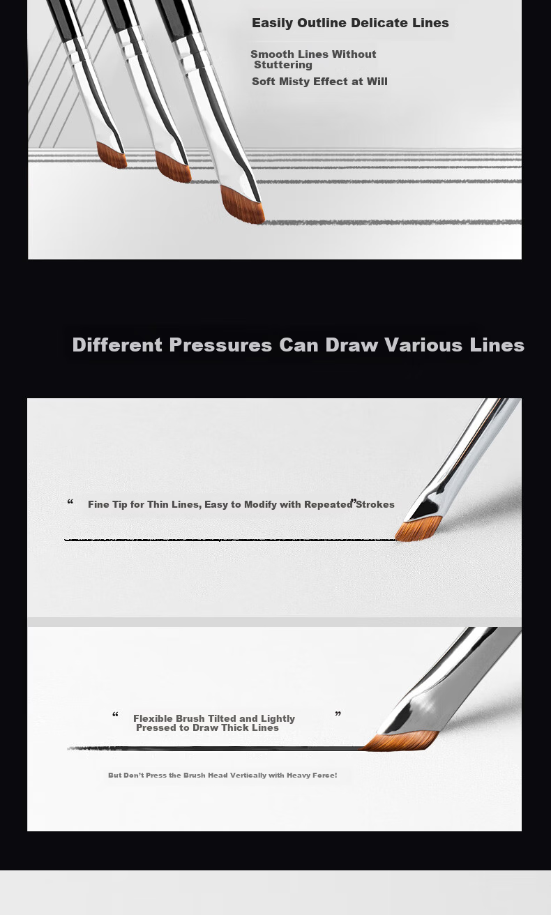 AOLANLA Sickle Eyeliner Brush 2-Pack Ultra-Thin Eye Detail Makeup Brush Blade Under Eye Tear Trough Eyelid to Brow Brush 9