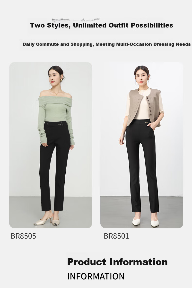 BOPRUIEY Straight-Leg Dark Pants, Spring And Autumn High-Waist Dress Pants for Women, Slimming Commuter Casual Trousers with Draping Effect 11