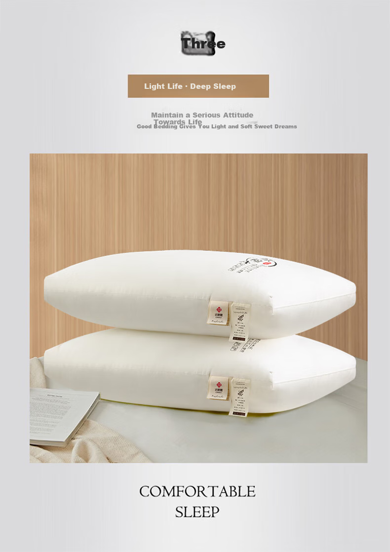 Grace Pure Cotton Class A Triple Protection Pillow, Anti-Head Oil Large White Pillow, Cervical Pillow for Home Use, Adult Pillow Core, 48*74cm 4