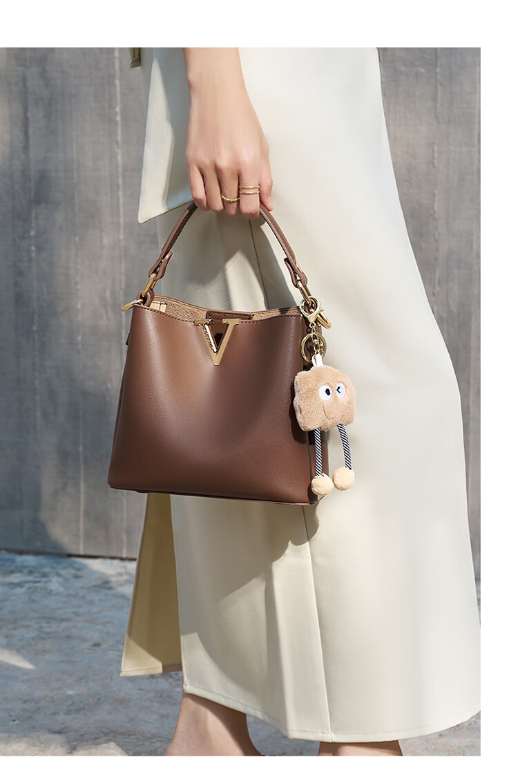 Aokang Women's Trendy Cowhide Handheld Bucket Bag Luxury Crossbody Shoulder Bag Birthday Mother's Day Gift for Mom and Wife 12