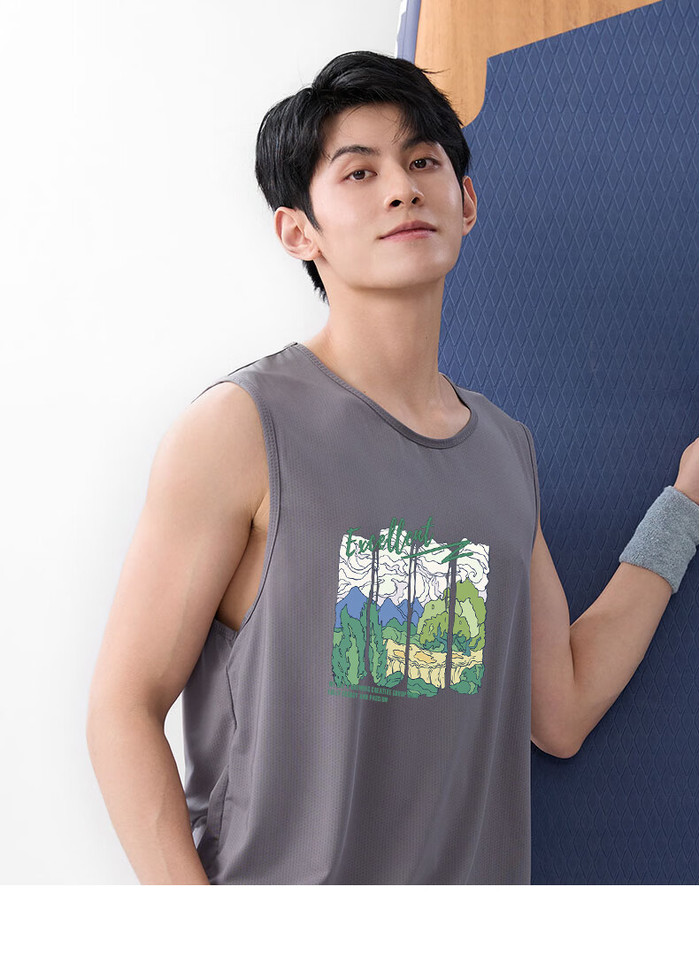 Baleno Men's Ice Silk Sleeveless Vest 2026 Summer New Mesh Breathable Cooling Quick-Dry Lightweight Sports Tank Top T-Shirt 19