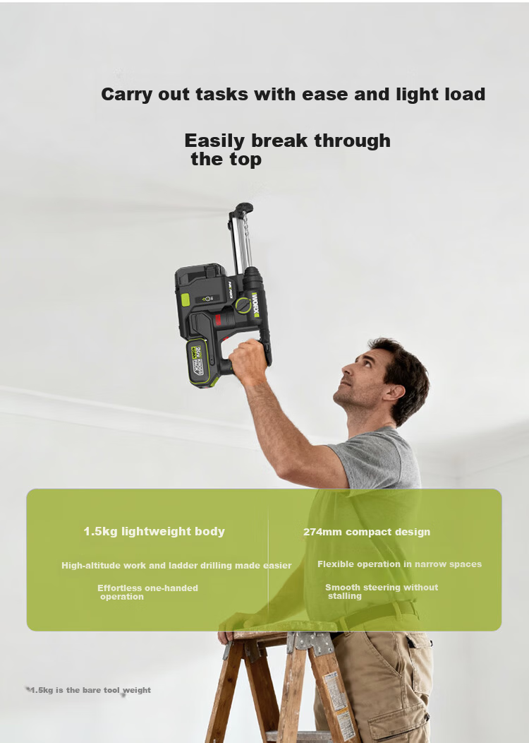 WORX 20V Dust Collection Lithium Battery Hammer Drill WU384T.9 (Bare Tool) Cordless Impact Drill Concrete Electric Tool 9