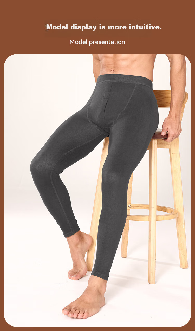MiiOW 8-in-1 Mink Fur and Silk Knee Support Cotton Pants Men's Thermal Thickened Fleece Antibacterial Cold-Resistant Long Johns 18