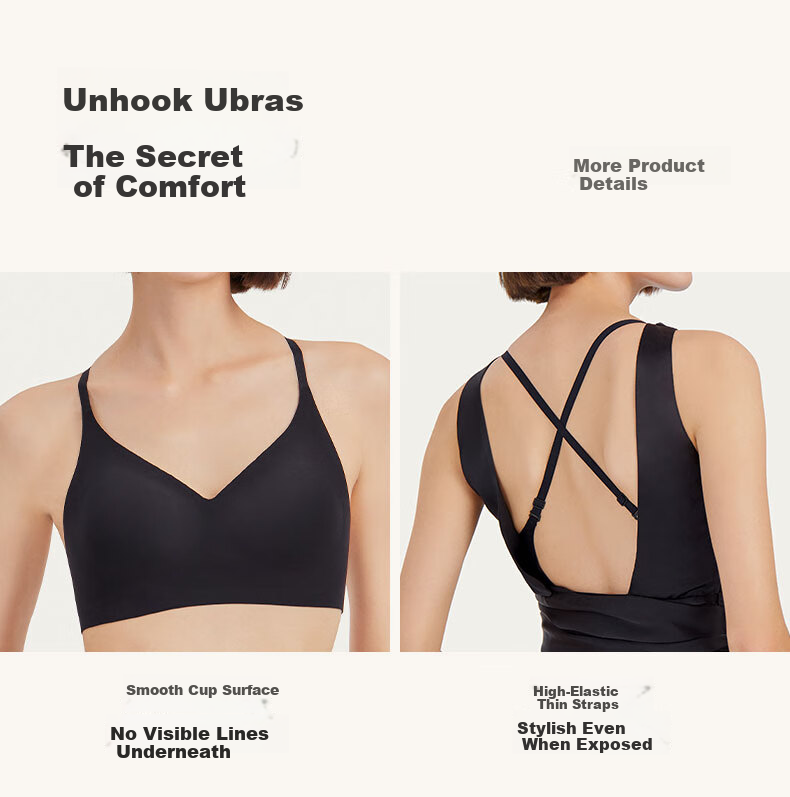 Ubras Swan Neck Slim Backless Bra Women's Seamless Wireless Bra White S 6