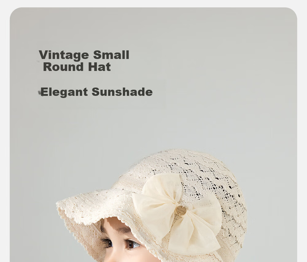 YEEHOO Vintage Lace-Trimmed Children's Round Hat Summer Sunshade Bucket Hat for Girls 2