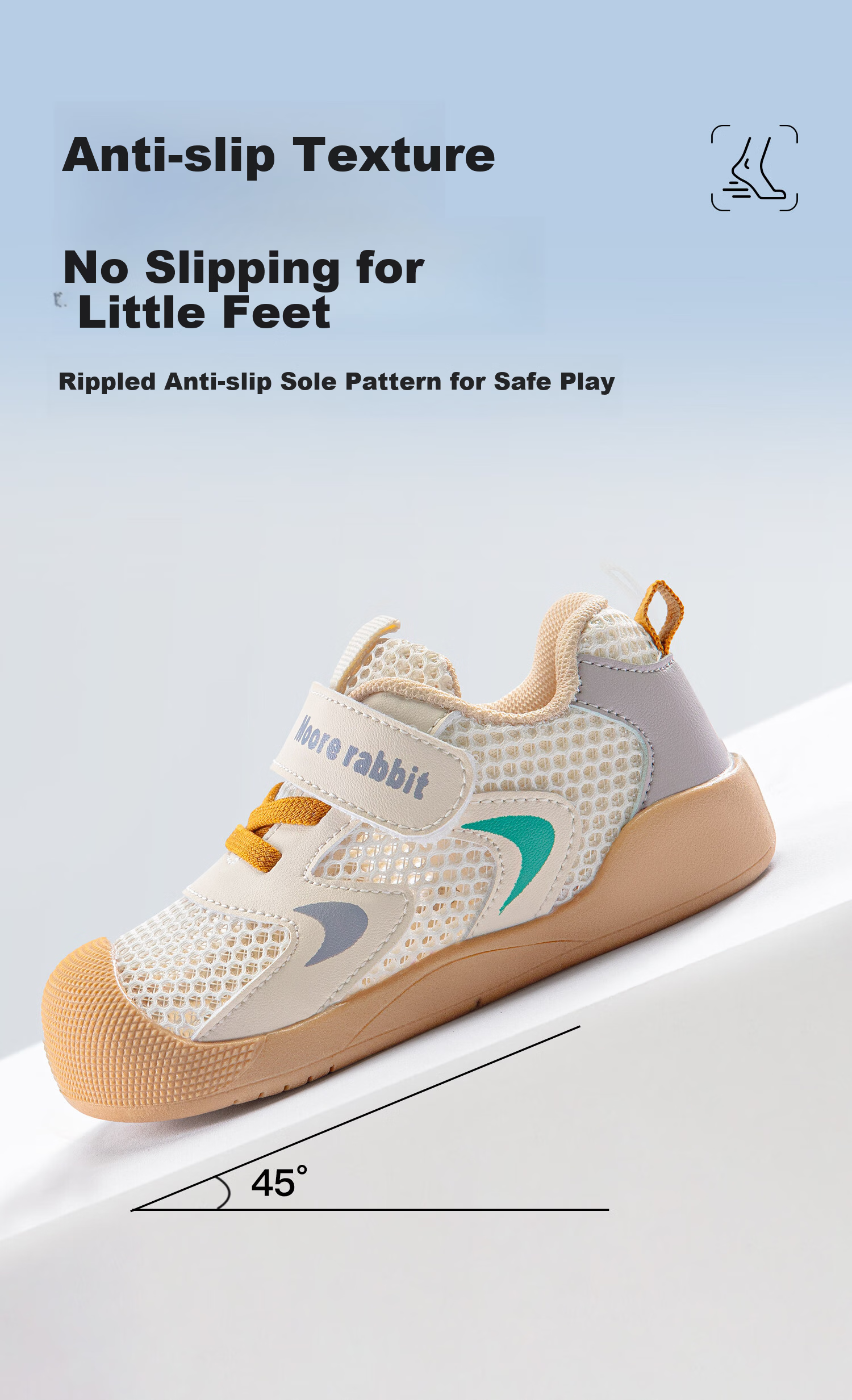More Rabbit Children's Soft Sole Walking Shoes Four Seasons New Breathable Mesh Anti-Kick Baby Boys Girls Steady Walking Shoes 14