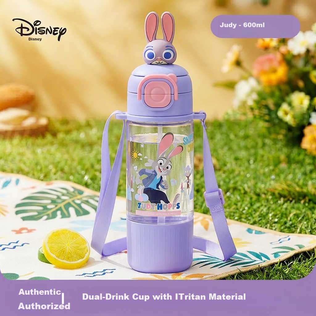 Disney Zootopia Kids Plastic Sports Water Bottle Student Portable Straw Cup Direct Drinking Cup