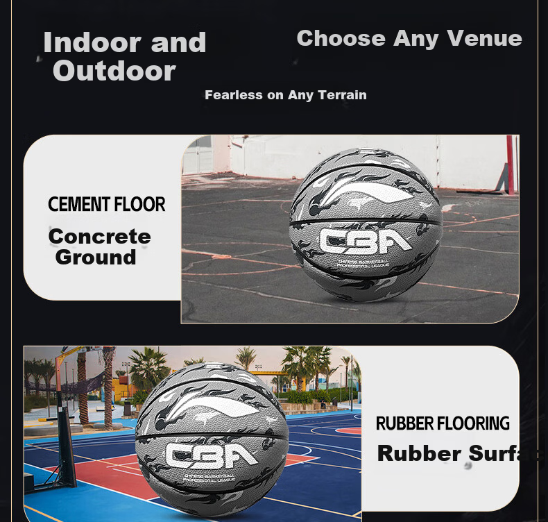 Li-Ning Basketball Adult Professional Outdoor Competition Size 7 for Children Ages 6-18 Junior High School Youth 20