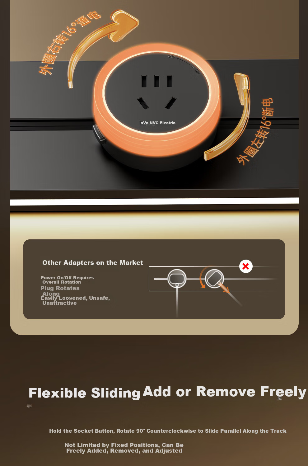 NVCleishidiangong Track Socket, Motion Sensor Light, Movable Surface-Mounted No-Drilling, 750mm+4 Five-Hole, DP12 Series Black 11