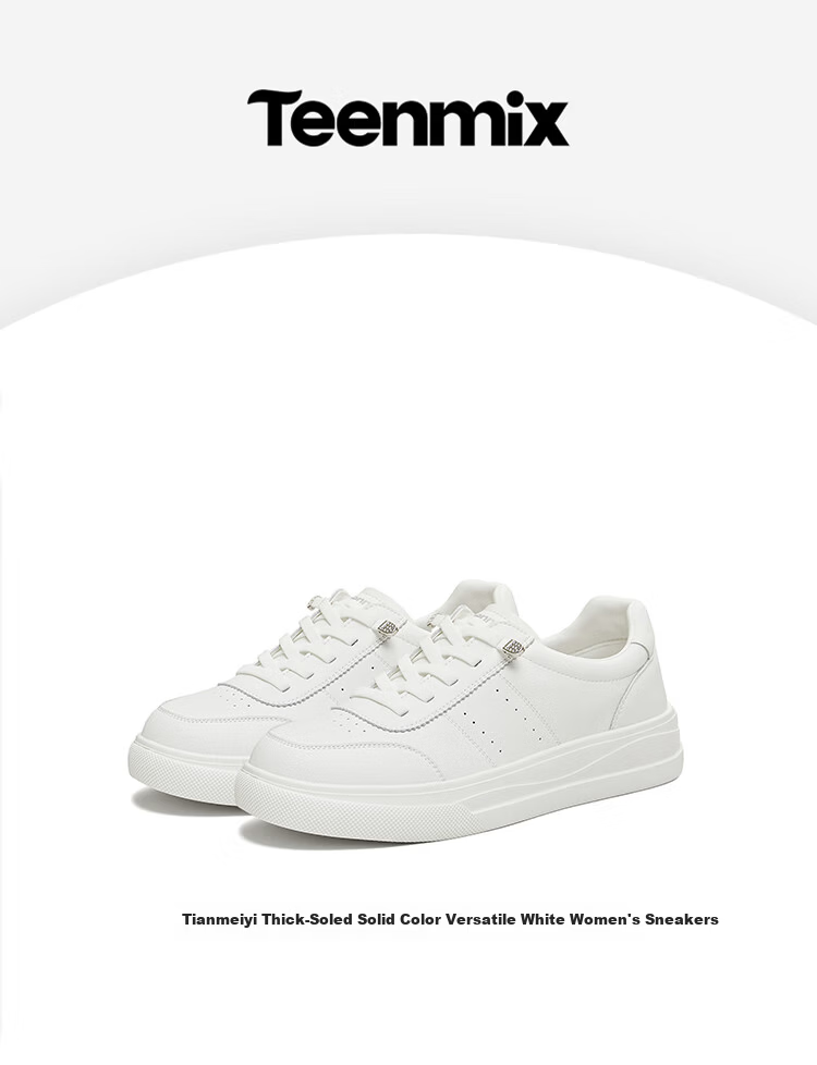 Tianmeiyi Women's Thick-Soled White Sneakers Mall Same Style Women's Skate Shoes 2026 Spring New Off-White Size 36 2