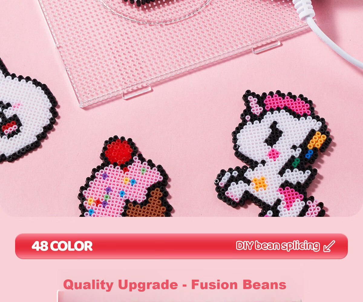 Dimoarch Premium Perler Beads DIY Craft Kit Complete 3D Fusion Bead Pen Tool Iron Birthday Gift 48 Colors 5