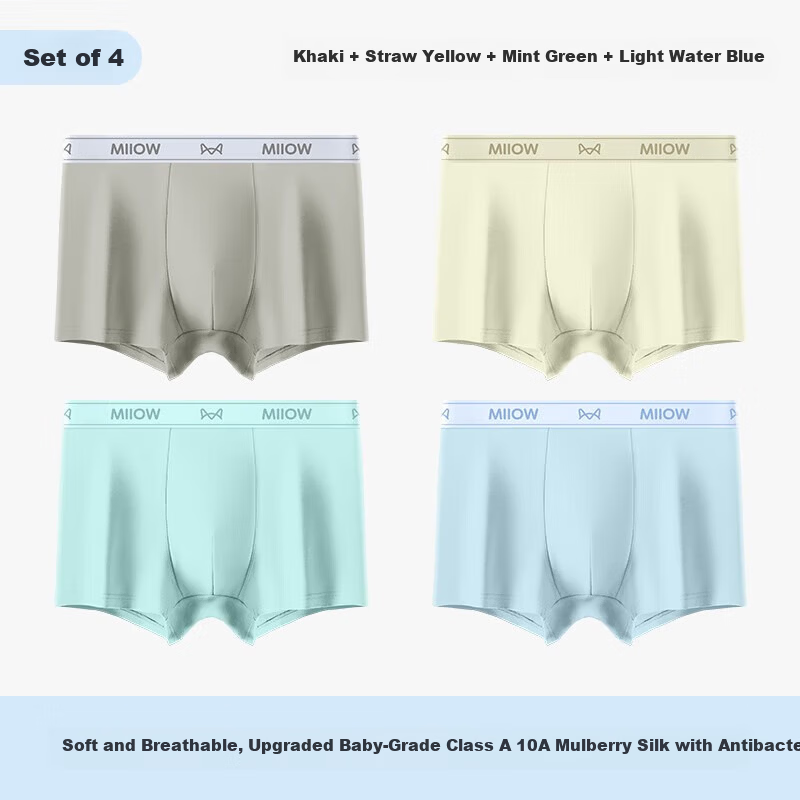 MiiOW 10A Antibacterial Cotton Youth Development Period Thin Boxer Briefs for Overweight Boys High School Students