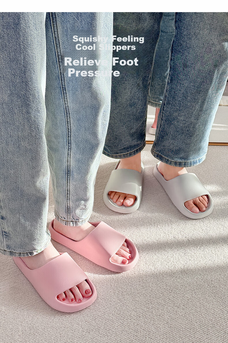 ABFE Women's Summer Indoor Home Bathroom Slippers Silent Non-Slip Soft Sole Men's Black Sandals Size 42-43 14