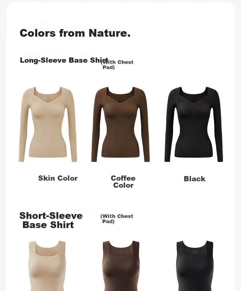 Herbal Original Padded Thermal Underwear for Women Autumn Shirt Camellia Oil Hyaluronic Acid Skin Care Base Layer Heating Top 23