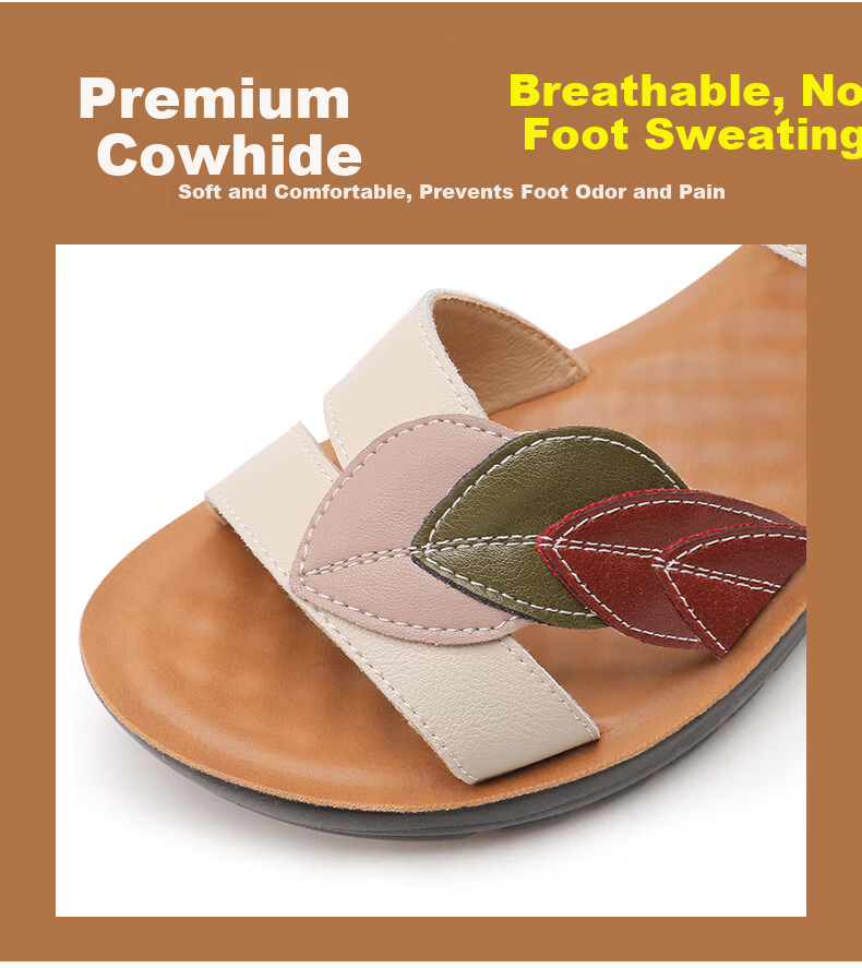 Warrior Mom Sandals Middle-aged and Elderly Women 50-60 Years Old New Summer Non-slip Soft Sole Genuine Leather Grandma Shoes 0679 Black Size 43 2