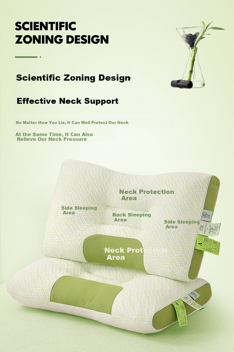 J.Sir Class A Baby-Grade Pillow High Pillow Core Deep Sleep Non-Collapsing Non-Deforming Bamboo Fiber Neck Support for Hotel and Home Use 7