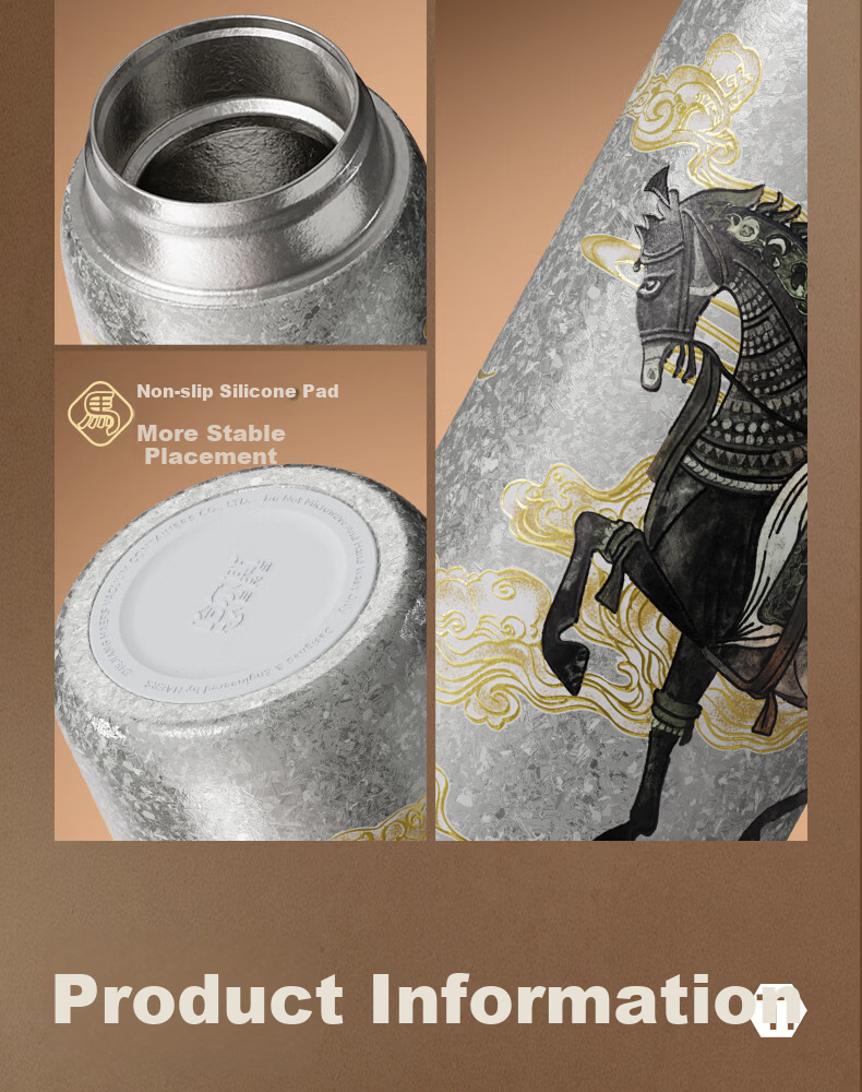 HAERS Year of the Horse Limited Edition Pure Titanium Insulated Tea Separation Tea Cup Gift High-End Gift Box Night Black 500ml 18