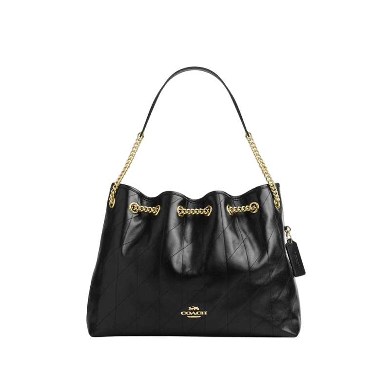 COACH Women's Quilted Detail EVELYN Shoulder Tote Bag Black CDR00