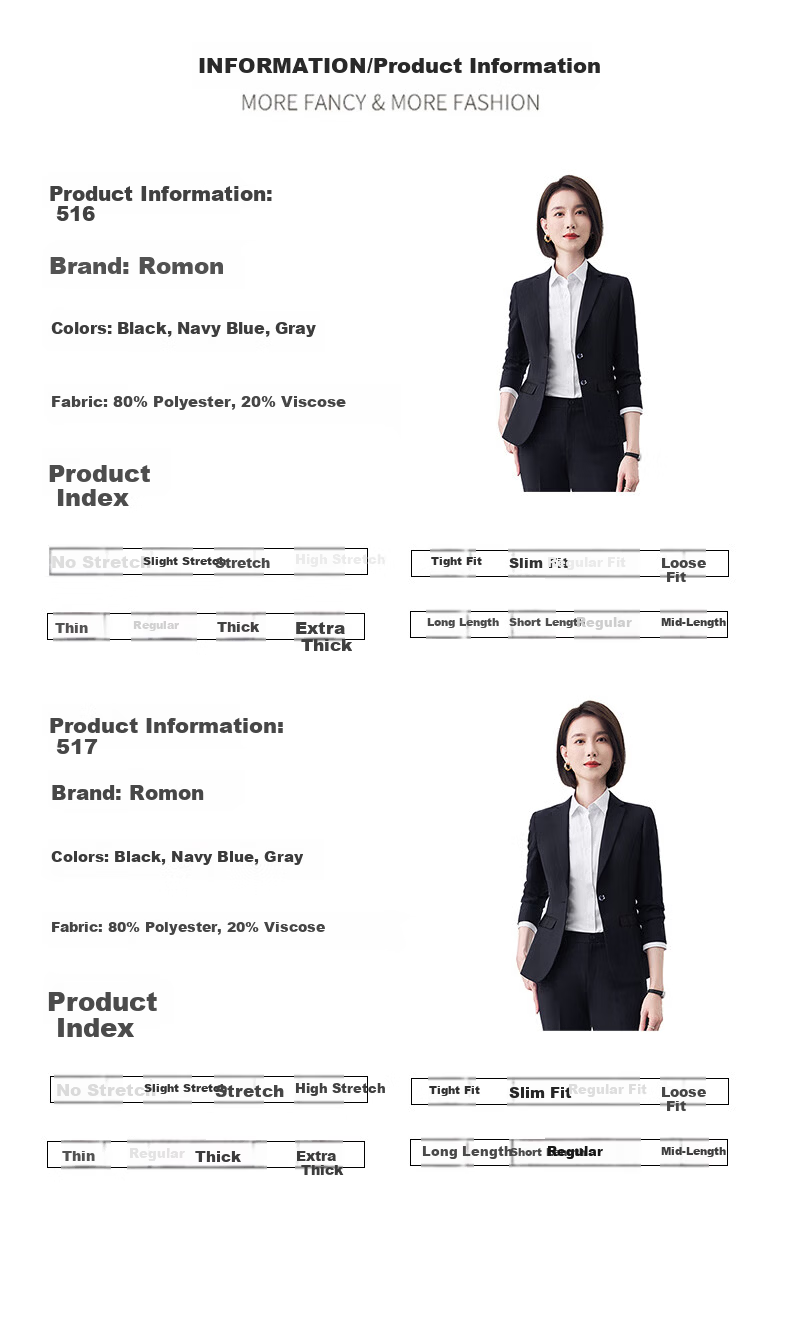 ROMON Women's Blazer Suit Professional Solid Slim Fit Casual Workwear High-End Jacket 8