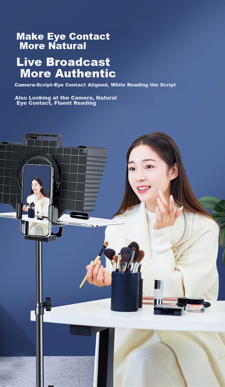 JIMANTU Live Teleprompter Large Screen Universal Portable Prompting Board for Mobile Phones, Tablets, DSLR, Mirrorless Cameras, Hosting, Broadcasting, Interviewing, Speech, Short Video Recording 3