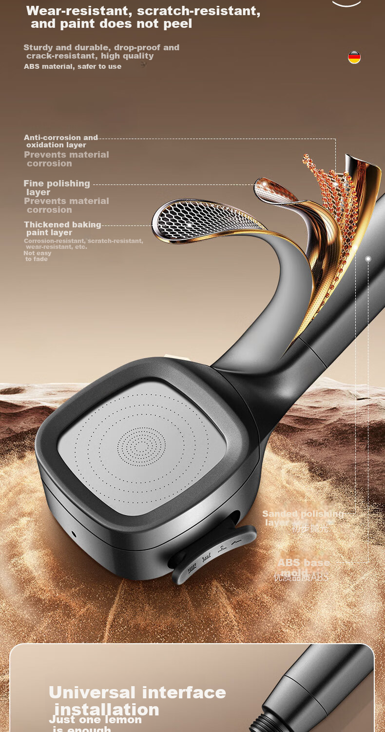 Del 28-Year Brand Powerful Pressurized Shower Head Multifunctional Handheld Bathroom Bath YK218 9