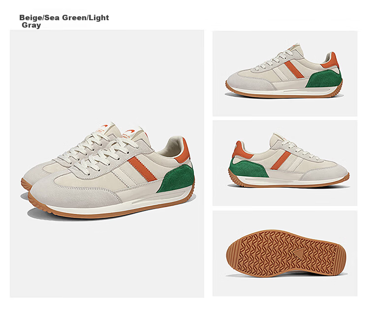 Guirenniao Men's Casual Shoes 2025 Retro Breathable Sports Running Shoes Beige/Light Khaki/Earthy Yellow Size 43 23