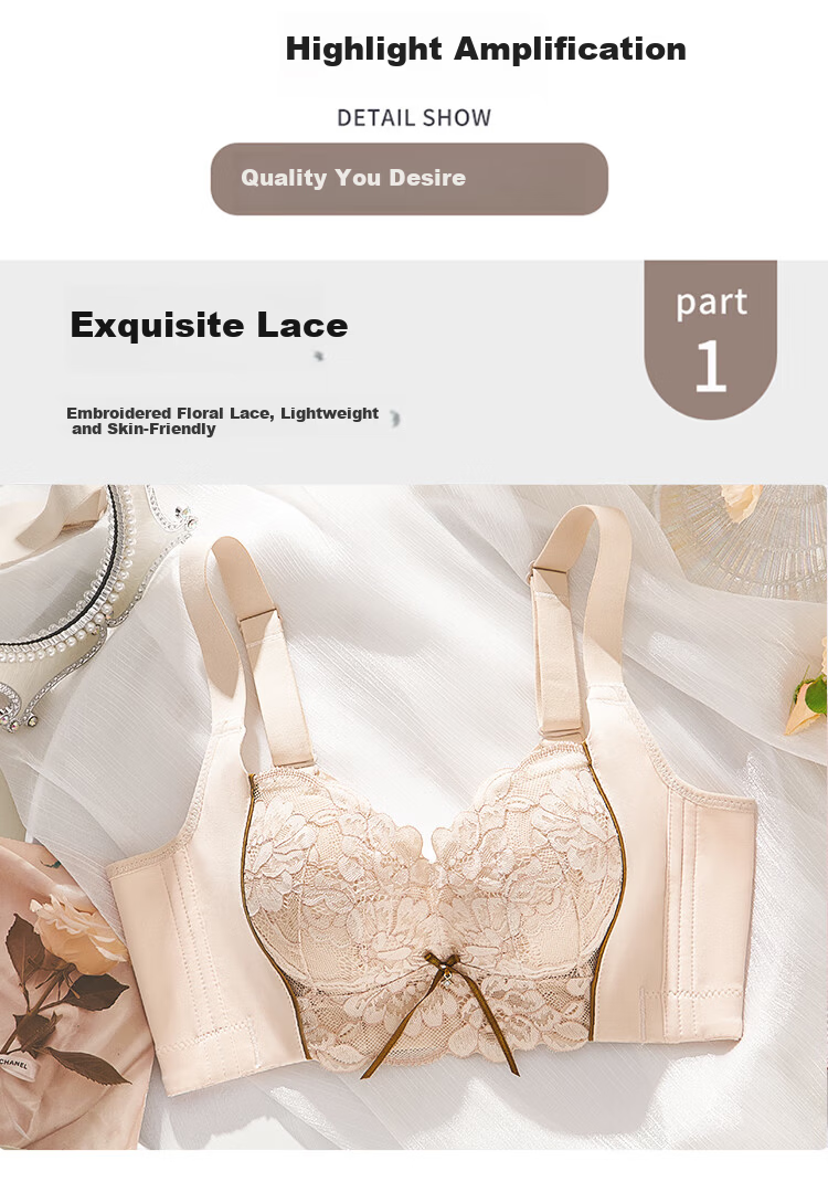 Ordifen Women's Modal Lace Push-Up Soft Support Adjustable Lift Shaping Side Breast Collection Bra Nude 10