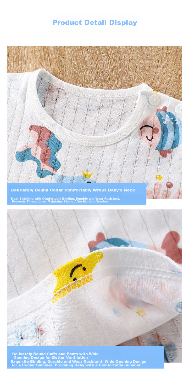 Yuzhaolin Kids Cotton Pajamas Boys Girls 3/4 Sleeve Air Conditioning Thin Sleepwear Cool Puppy 110 8