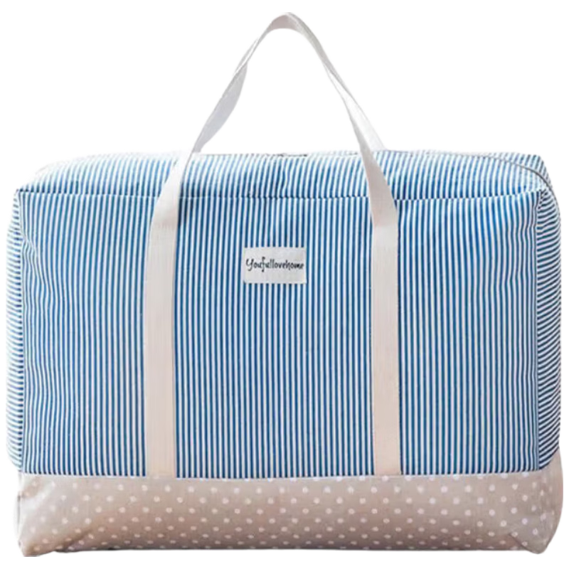 EEKIKS Moving Packing Bag Quilt Storage Bag Thick Cotton Linen Organizer Storage Bag for Clothes And Bedding 50L Blue Vertical Style