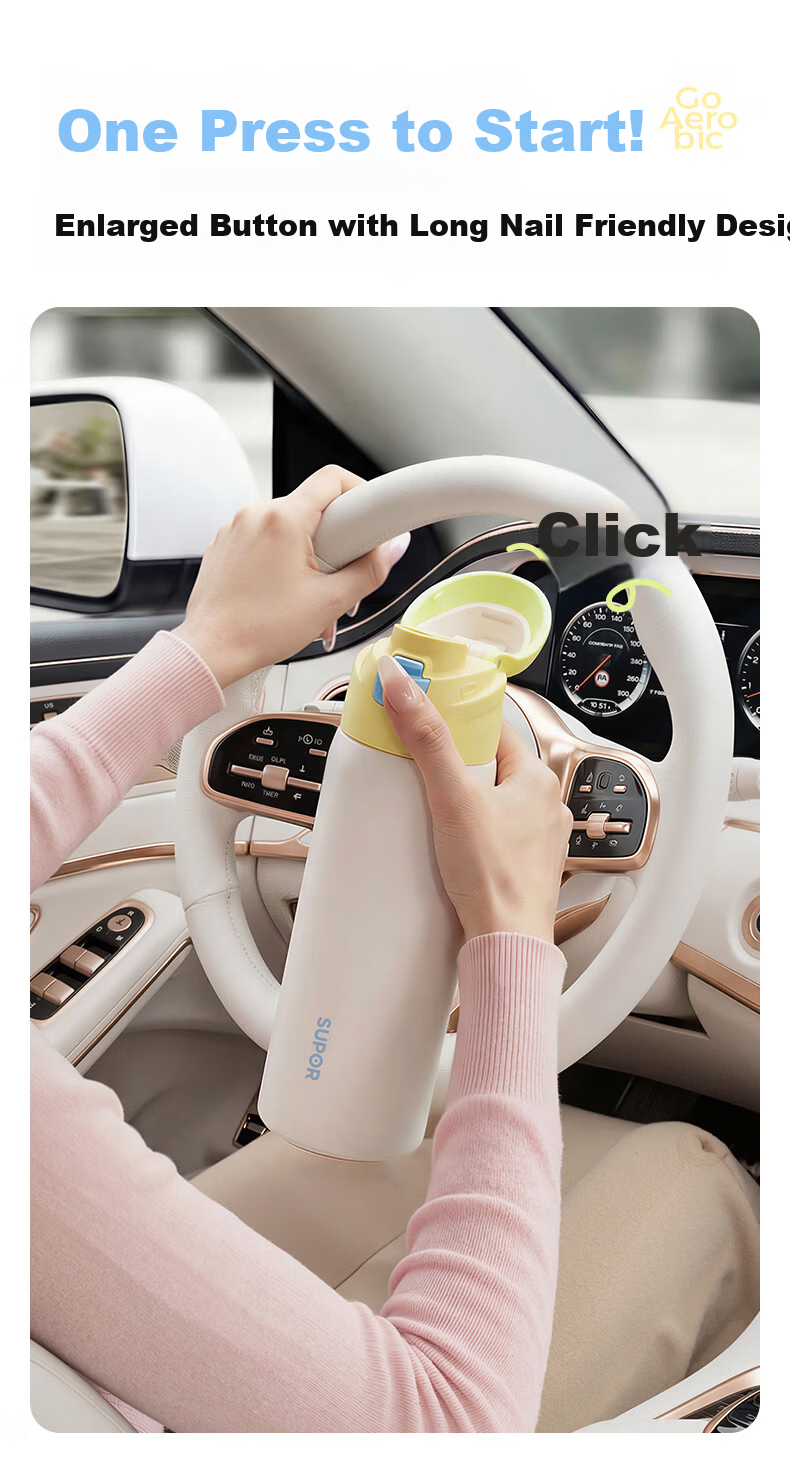 SUPOR Large Capacity 316L Stainless Steel Insulated Water Bottle Portable Straw Cup for Students 10