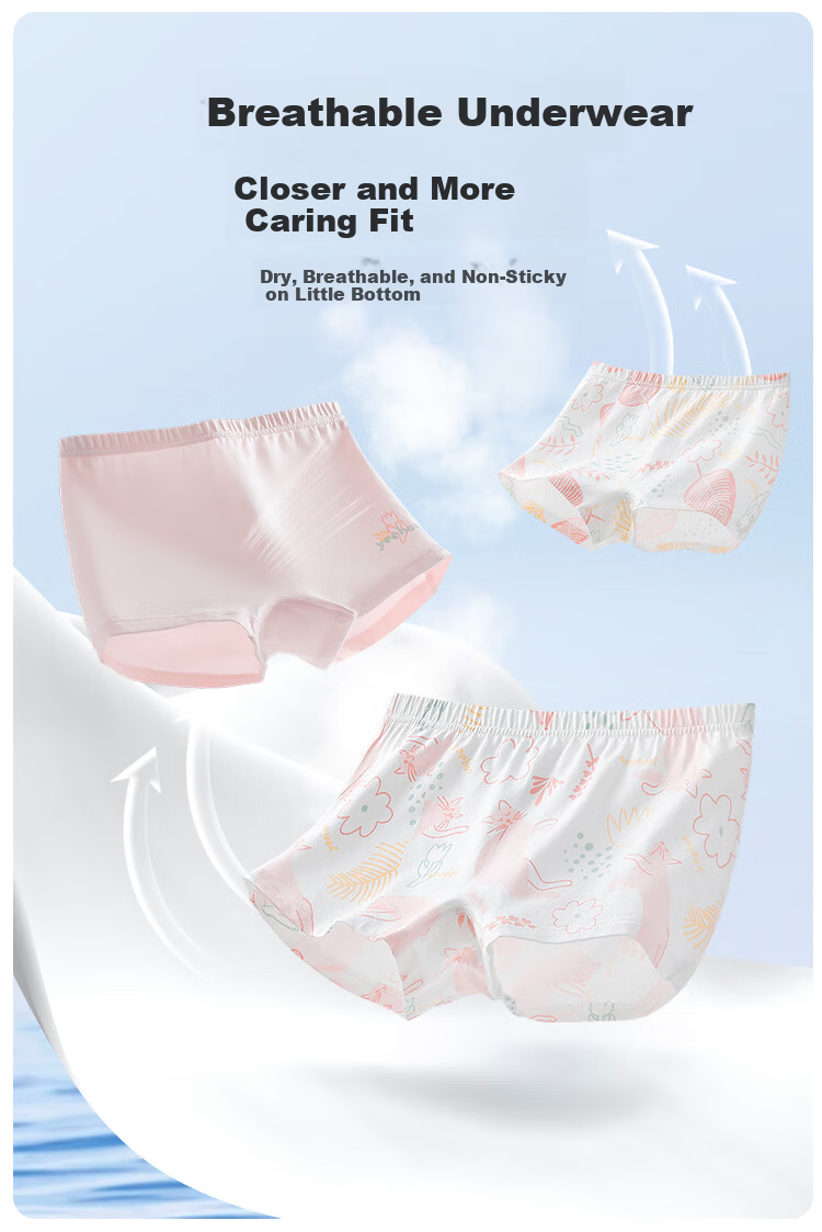 Yeehoo Antibacterial Girls' Cotton Underwear 3-6 Years Moisture-Wicking Boxer Briefs for Kids 7