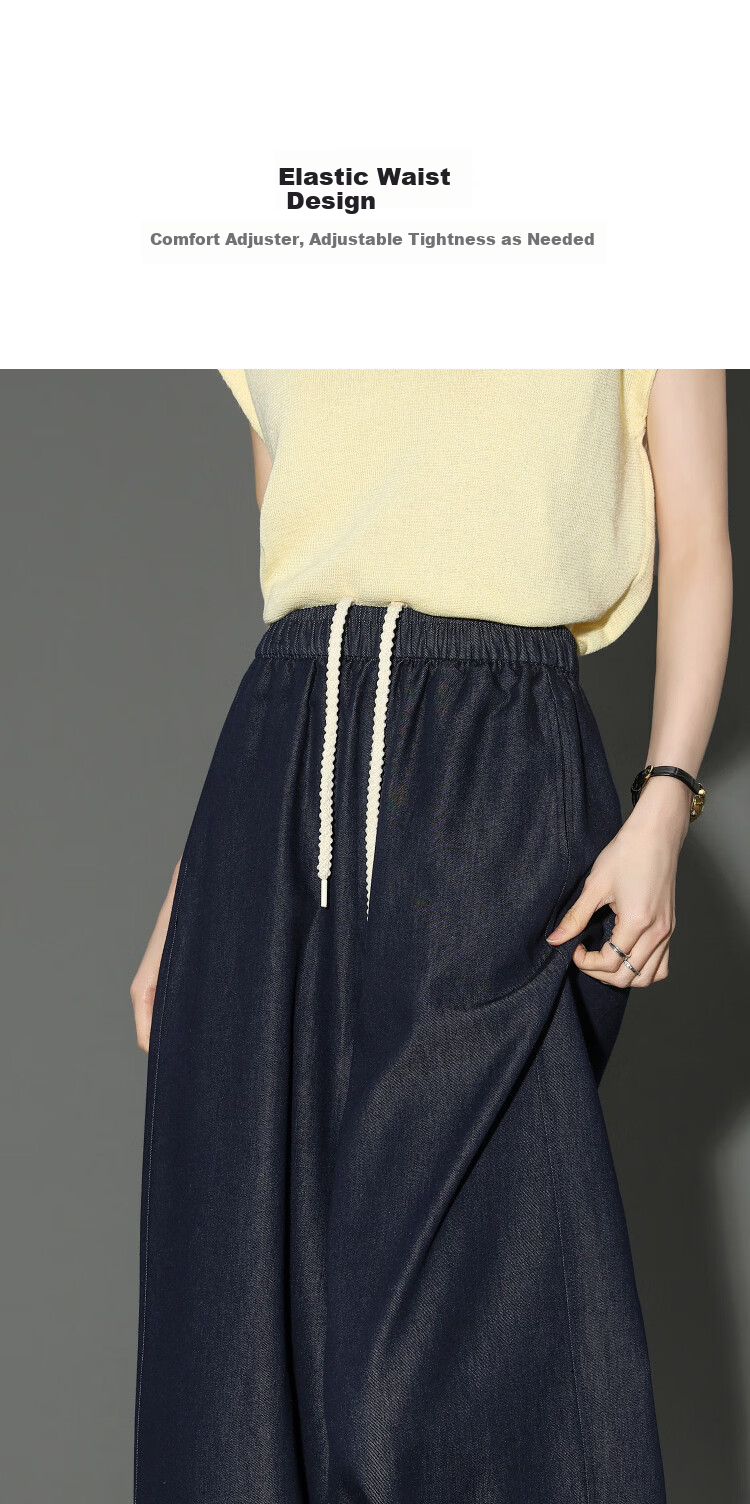 Demana [Lyocell Cotton Blend] Spring Relaxed Drawstring Elastic Waist Cropped Slim Wide-Leg Jeans for Women Premium 5