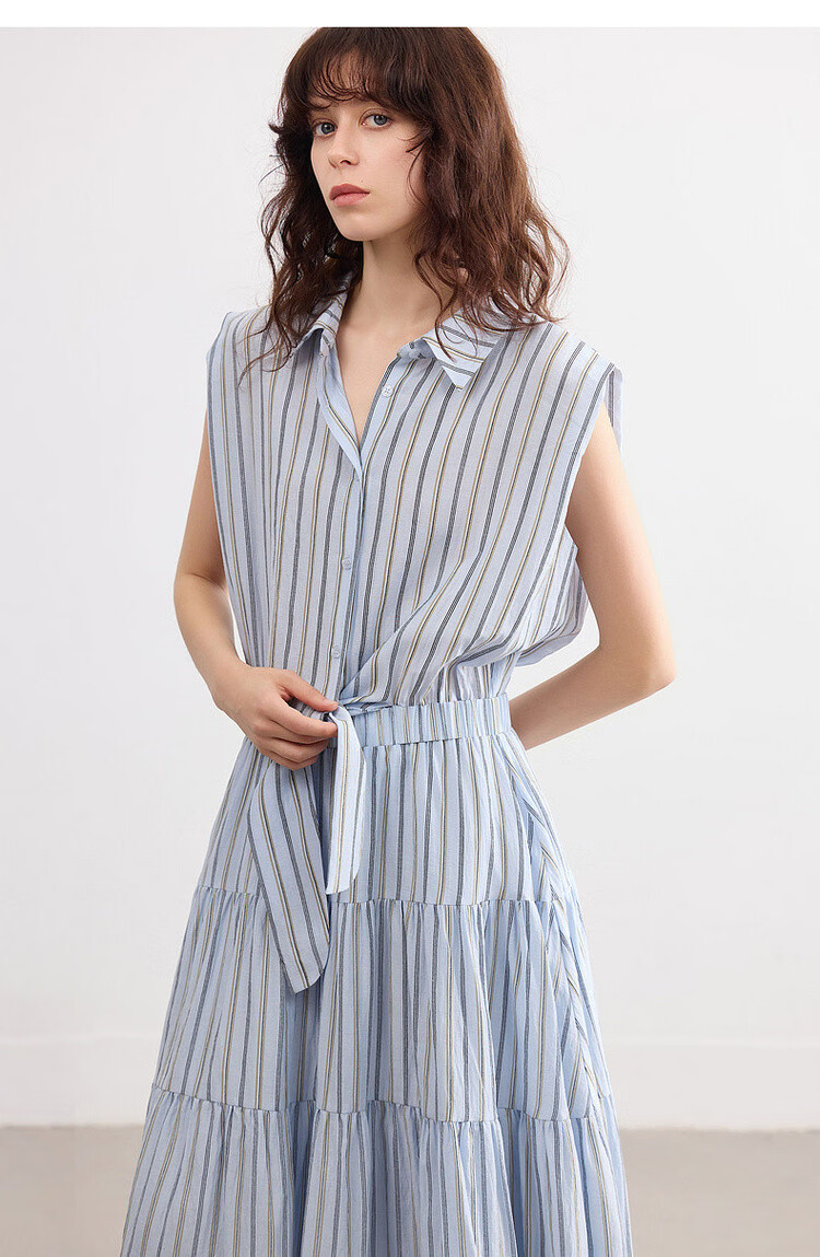 Demana "Dancing with the Wind" Summer Faux Two-Piece Sleeveless Waist-Cinching Slim A-Line Dress for Women, Mid-Length, Office Wear 22